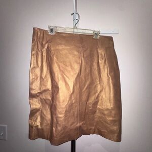 Relativity Genuine Leather Metallic Copper A-Line Mini Skirt